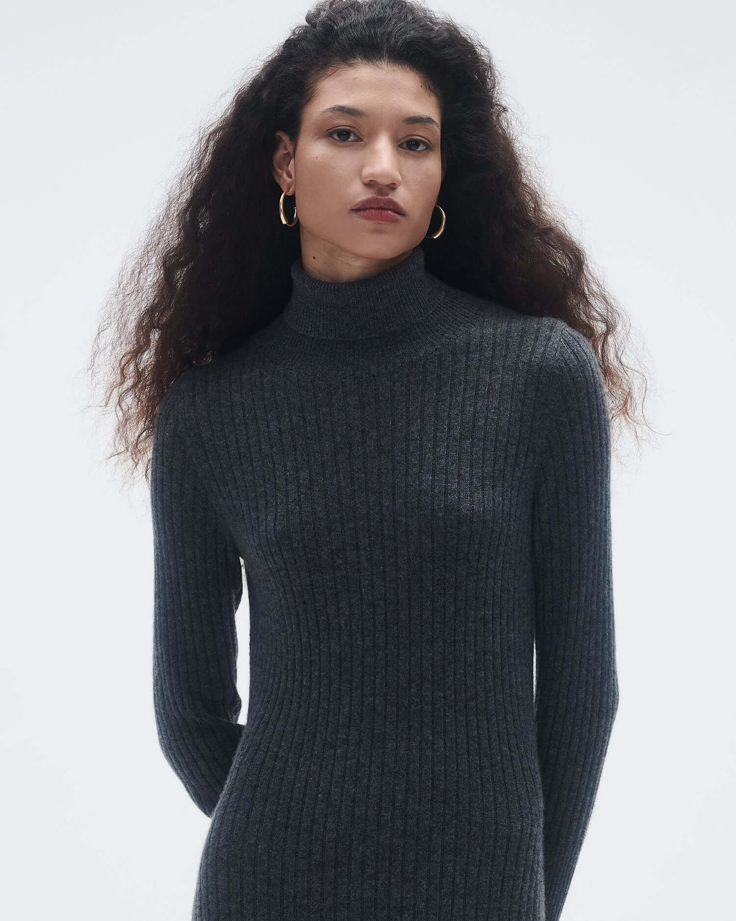 Guest In Residence Dresses Guest In Residence - Wide Rib Turtleneck dress in Charcoal